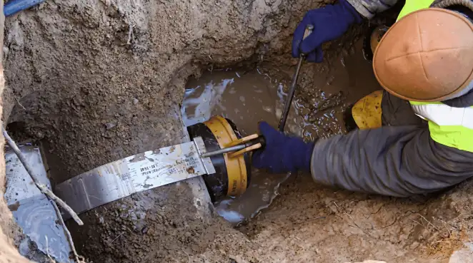 Technician performing underground drainage repair for foundation protection and gutter systems in Ogden, UT